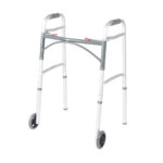 Youth Deluxe Folding Walker, Two Button with 5″ Wheels